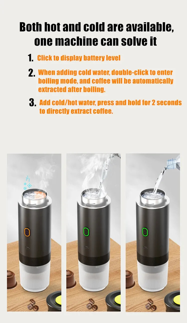 Portable 3-in-1 Wireless Espresso Coffee Maker for Car  Home - ZOOMNSTORE