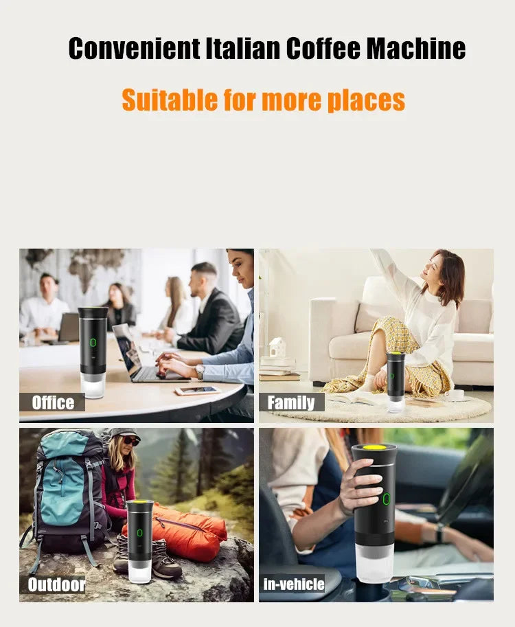 Portable 3-in-1 Wireless Espresso Coffee Maker for Car  Home - ZOOMNSTORE
