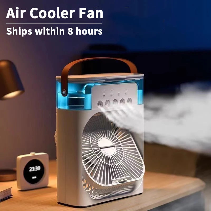 3 In 1 New Fan AIr Conditioner Household Small Air Cooler LED Night Light Portable Humidifier Air Adjustment Fan Office Home Fan - ZOOMNSTORE