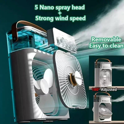 3 In 1 New Fan AIr Conditioner Household Small Air Cooler LED Night Light Portable Humidifier Air Adjustment Fan Office Home Fan - ZOOMNSTORE