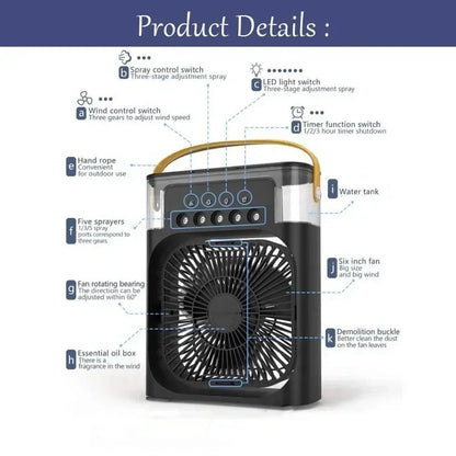 3 In 1 New Fan AIr Conditioner Household Small Air Cooler LED Night Light Portable Humidifier Air Adjustment Fan Office Home Fan - ZOOMNSTORE