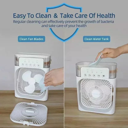 3 In 1 New Fan AIr Conditioner Household Small Air Cooler LED Night Light Portable Humidifier Air Adjustment Fan Office Home Fan - ZOOMNSTORE
