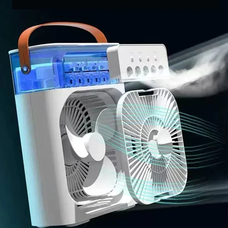 3 In 1 New Fan AIr Conditioner Household Small Air Cooler LED Night Light Portable Humidifier Air Adjustment Fan Office Home Fan - ZOOMNSTORE