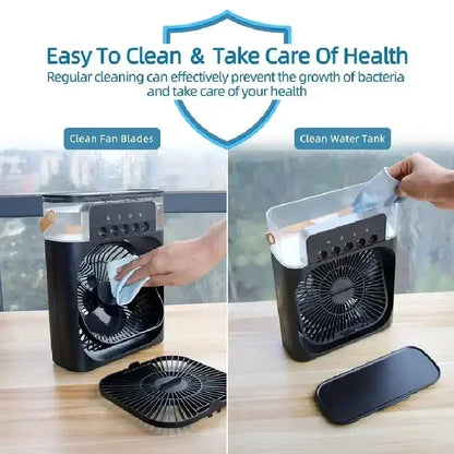 3 In 1 New Fan AIr Conditioner Household Small Air Cooler LED Night Light Portable Humidifier Air Adjustment Fan Office Home Fan - ZOOMNSTORE
