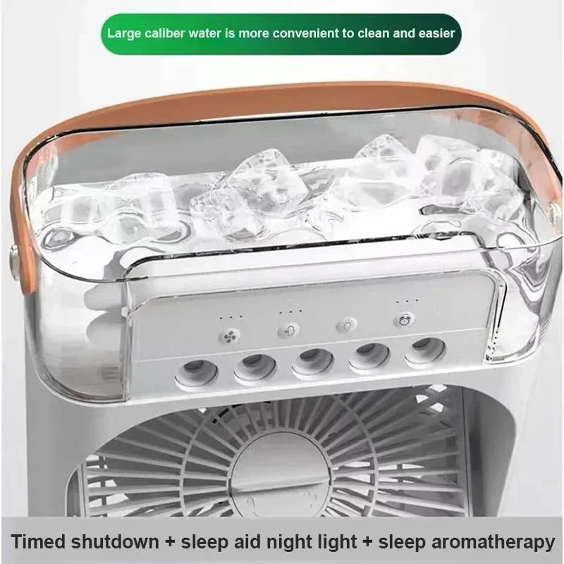 3 In 1 New Fan AIr Conditioner Household Small Air Cooler LED Night Light Portable Humidifier Air Adjustment Fan Office Home Fan - ZOOMNSTORE