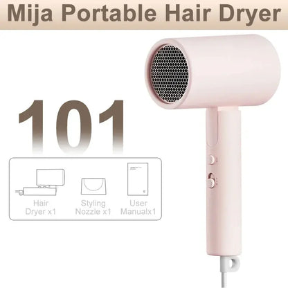 XIAOMI MIJIA Portable Anion Hair Dryer H101 Quick Dry Professinal Foldable 1600W 50 Million Negative Lons Home Travel Hair Care - ZOOMNSTORE