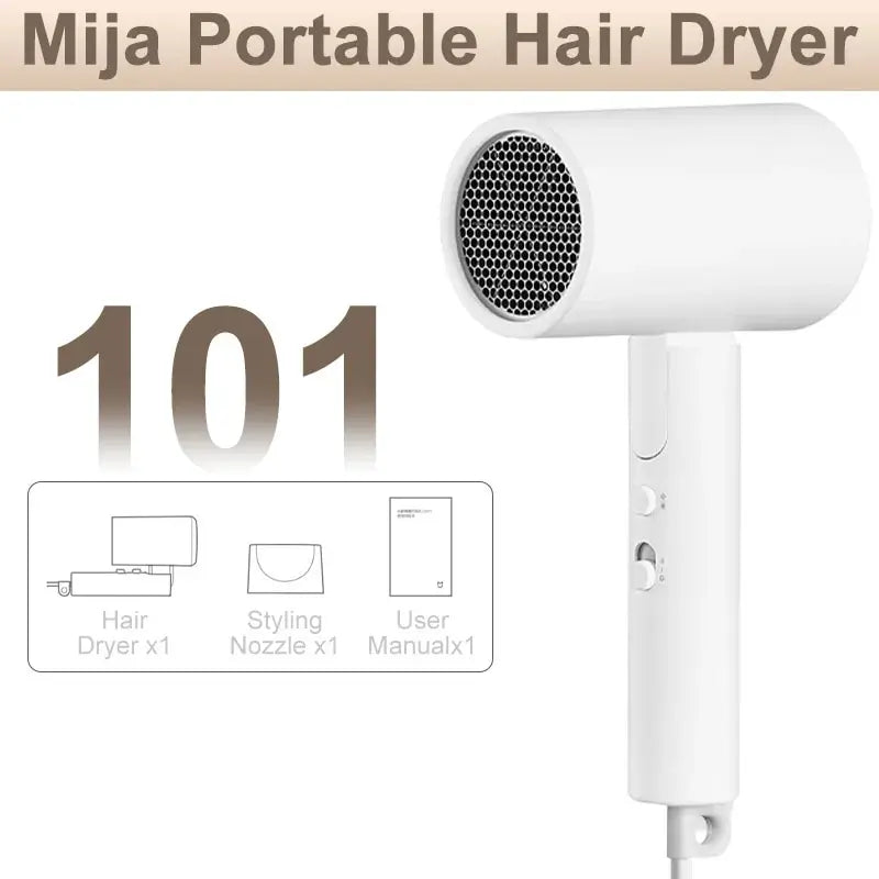 XIAOMI MIJIA Portable Anion Hair Dryer H101 Quick Dry Professinal Foldable 1600W 50 Million Negative Lons Home Travel Hair Care - ZOOMNSTORE