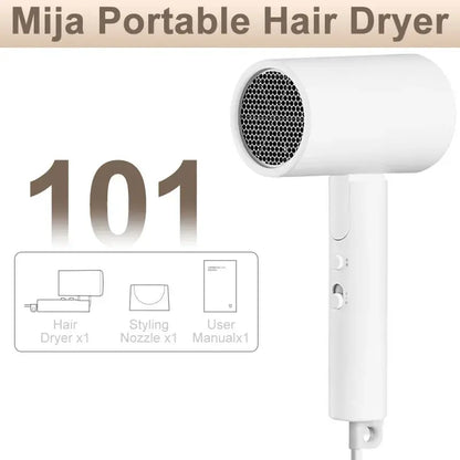 XIAOMI MIJIA Portable Anion Hair Dryer H101 Quick Dry Professinal Foldable 1600W 50 Million Negative Lons Home Travel Hair Care - ZOOMNSTORE