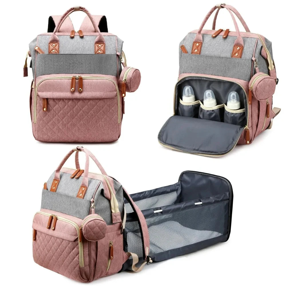 Quality Outdoor Portable Foldable baby Travelling bed backpack mommy bag fashion leisure large capacity infant carrier bag - ZOOMNSTORE