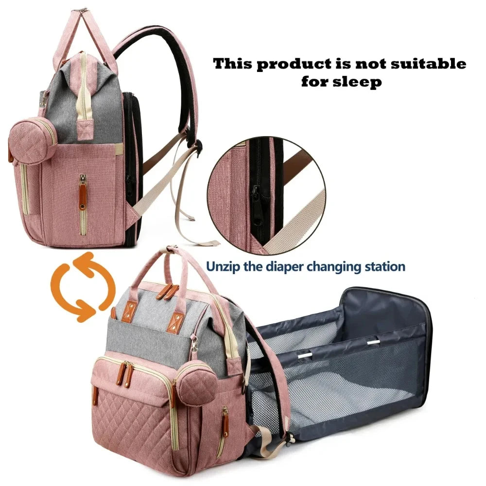 Quality Outdoor Portable Foldable baby Travelling bed backpack mommy bag fashion leisure large capacity infant carrier bag - ZOOMNSTORE