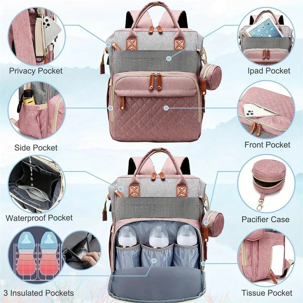 Quality Outdoor Portable Foldable baby Travelling bed backpack mommy bag fashion leisure large capacity infant carrier bag - ZOOMNSTORE