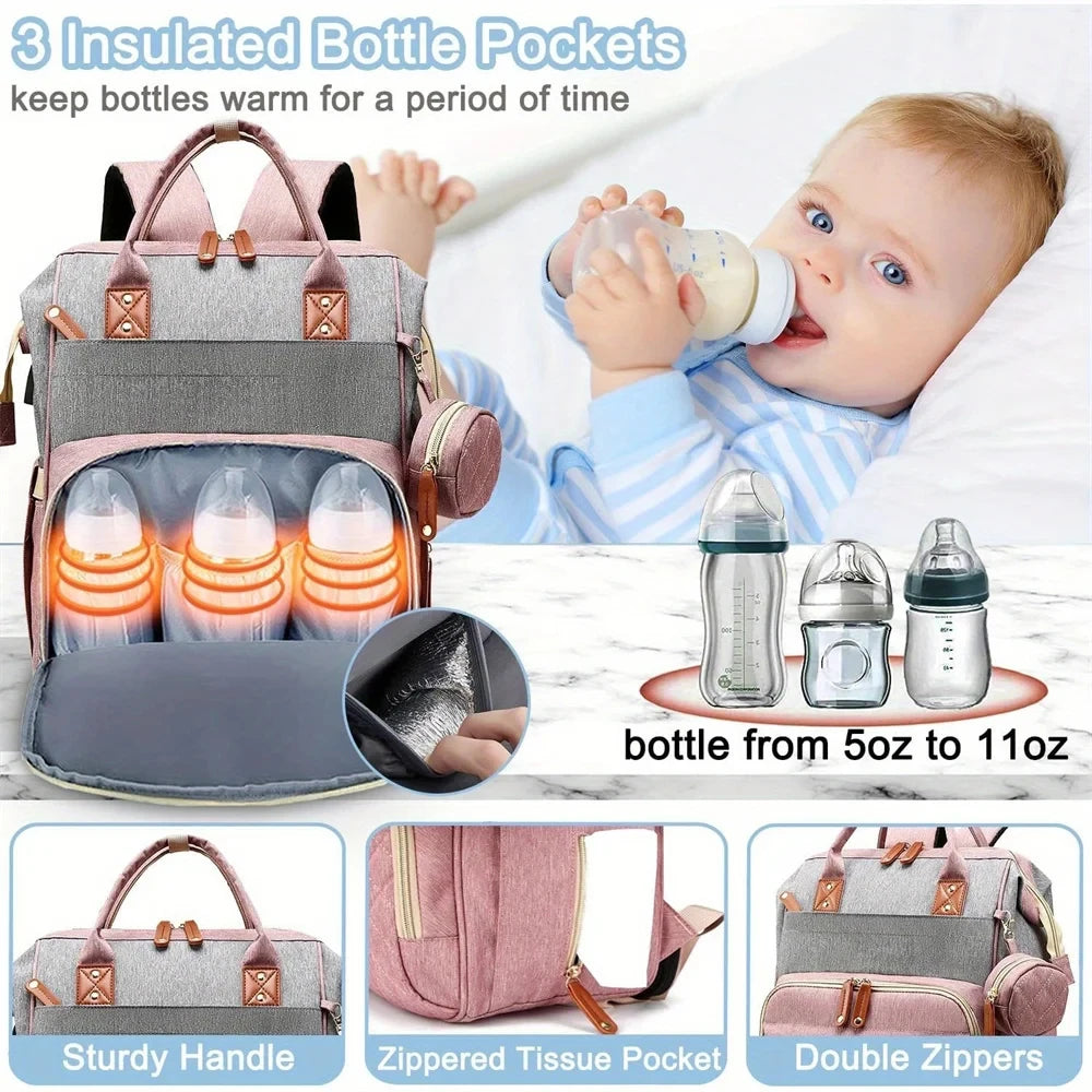 Quality Outdoor Portable Foldable baby Travelling bed backpack mommy bag fashion leisure large capacity infant carrier bag - ZOOMNSTORE