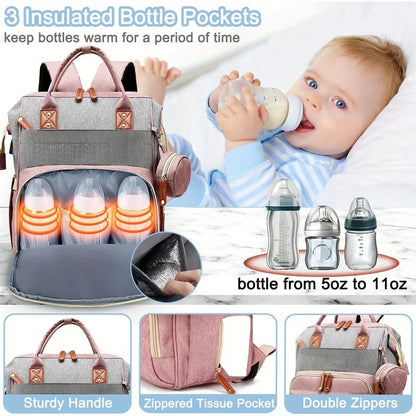Quality Outdoor Portable Foldable baby Travelling bed backpack mommy bag fashion leisure large capacity infant carrier bag - ZOOMNSTORE