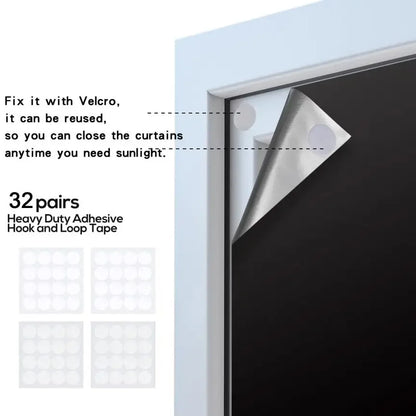 DIY Portable Travel Blackout Curtain Blind Window Thermal Insulated Kitchen Curtains Stick On Non-perforated Black Cloth - ZOOMNSTORE