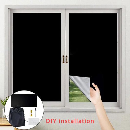 DIY Portable Travel Blackout Curtain Blind Window Thermal Insulated Kitchen Curtains Stick On Non-perforated Black Cloth - ZOOMNSTORE