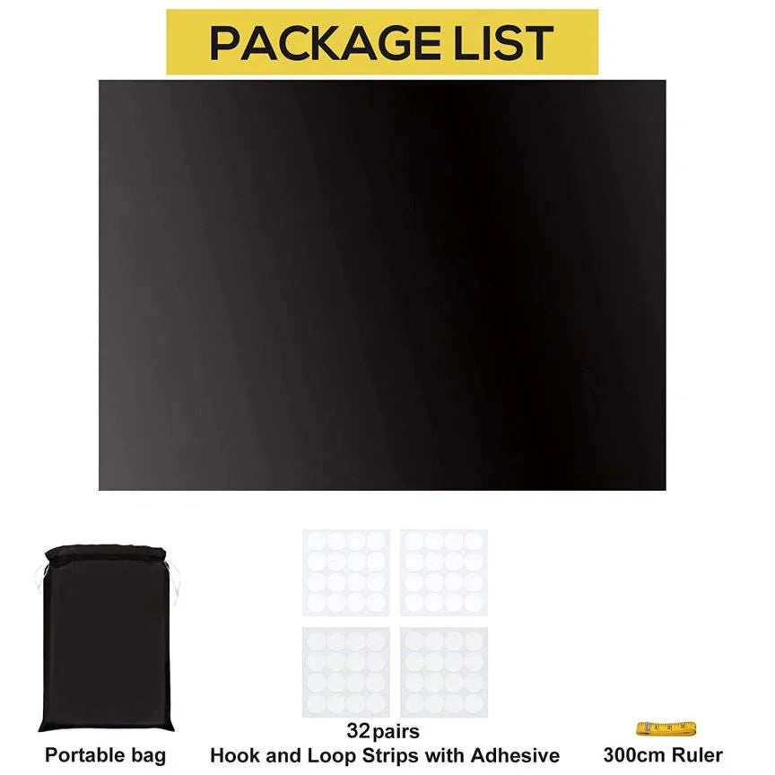 DIY Portable Travel Blackout Curtain Blind Window Thermal Insulated Kitchen Curtains Stick On Non-perforated Black Cloth - ZOOMNSTORE