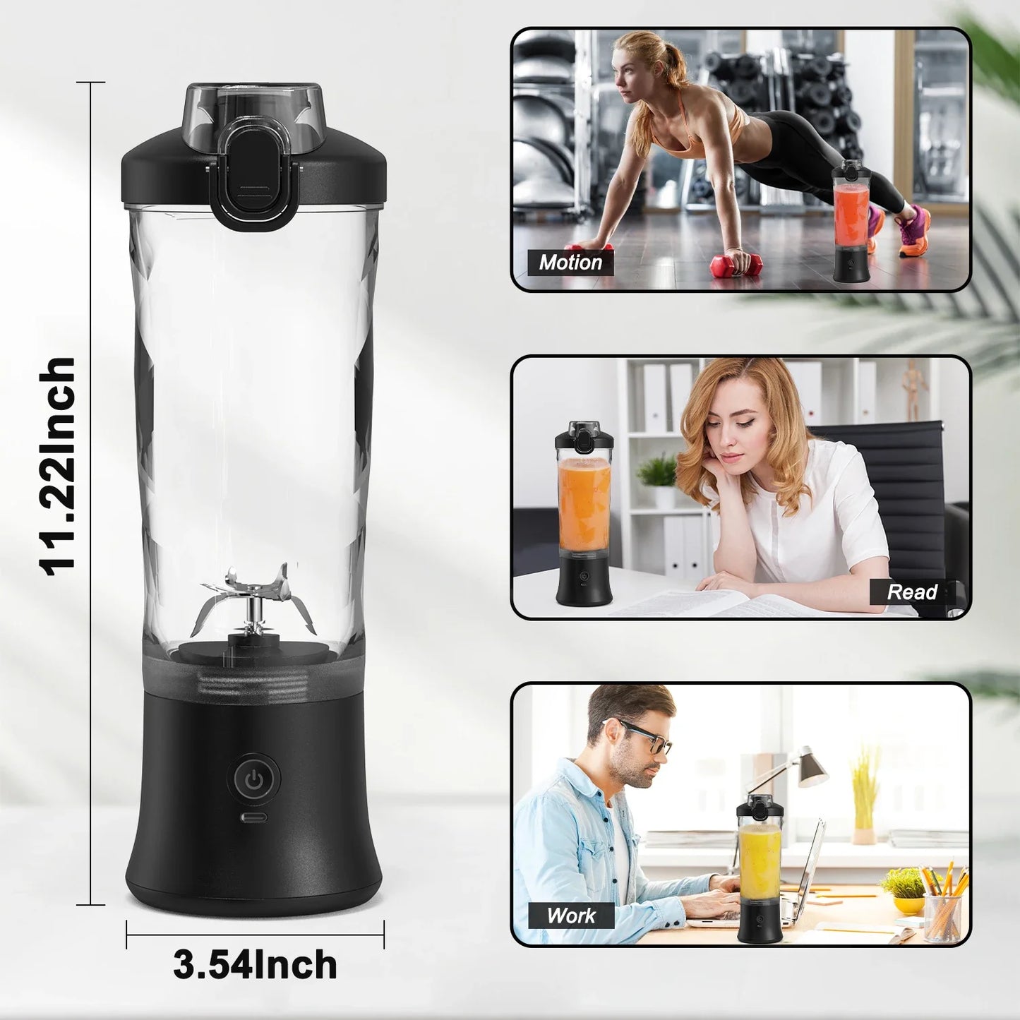 Portable 600ML Blender - USB Rechargeable Mini Juicer for Smoothies - ZOOMNSTORE