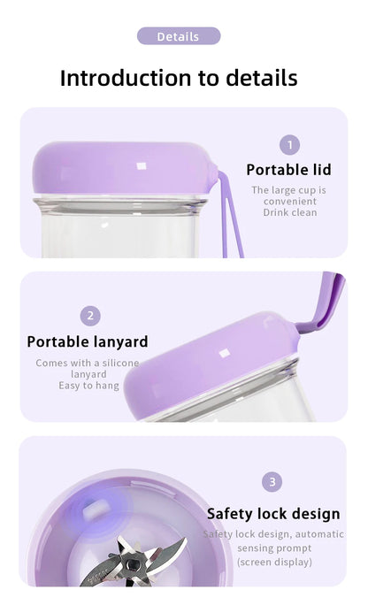 Portable USB Rechargeable Blender - Mini Juicer for Smoothies and Shakes - ZOOMNSTORE