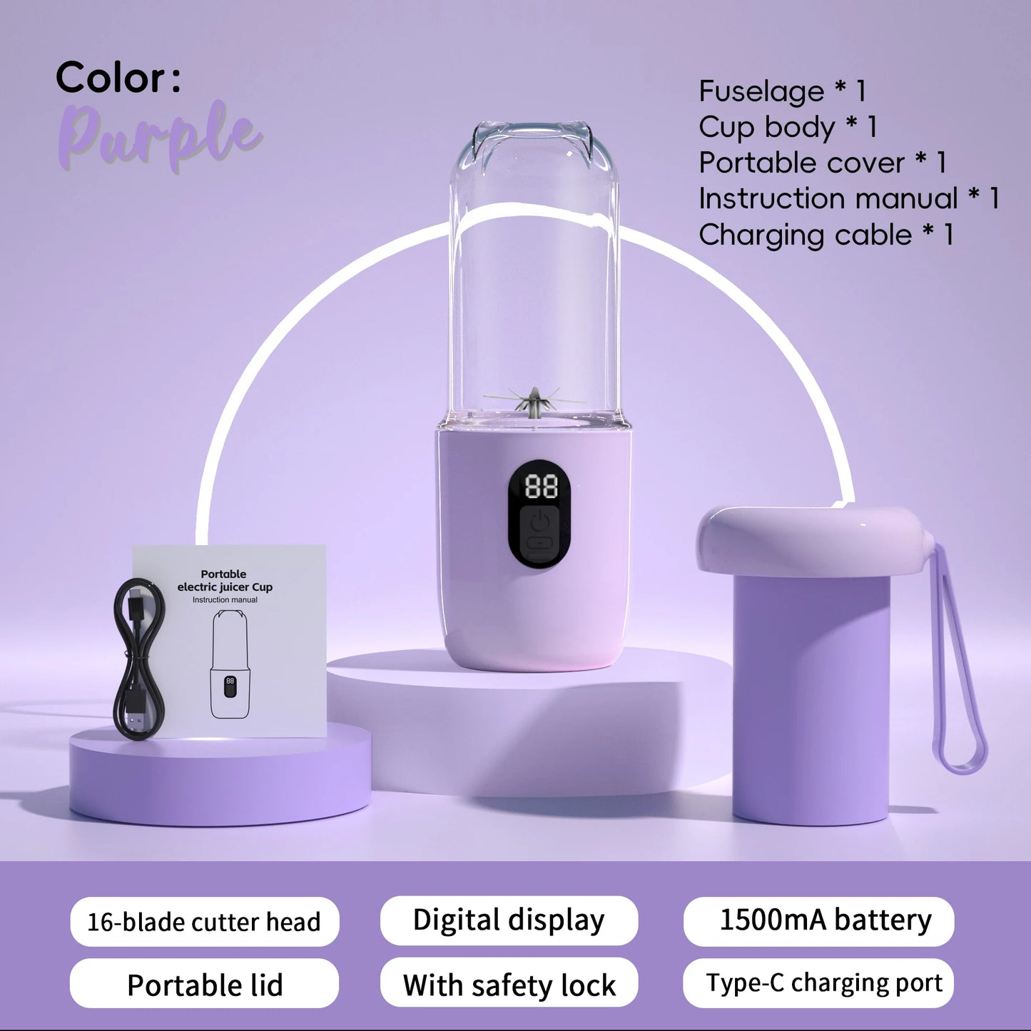 Portable USB Rechargeable Blender - Mini Juicer for Smoothies and Shakes - ZOOMNSTORE