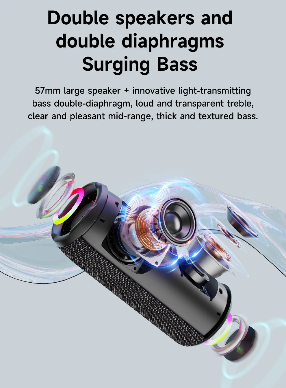 Portable Bluetooth Speaker - 20W Waterproof IPX6 Wireless Dual Pairing Sound - ZOOMNSTORE