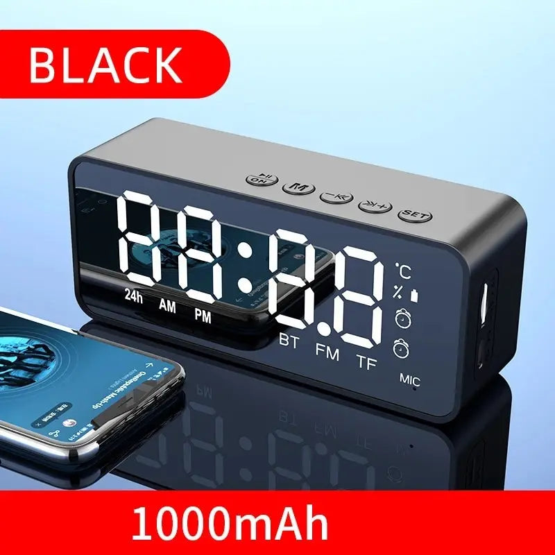 Portable Bluetooth Speaker - Mini Wireless Alarm Clock With Stereo Sound - ZOOMNSTORE