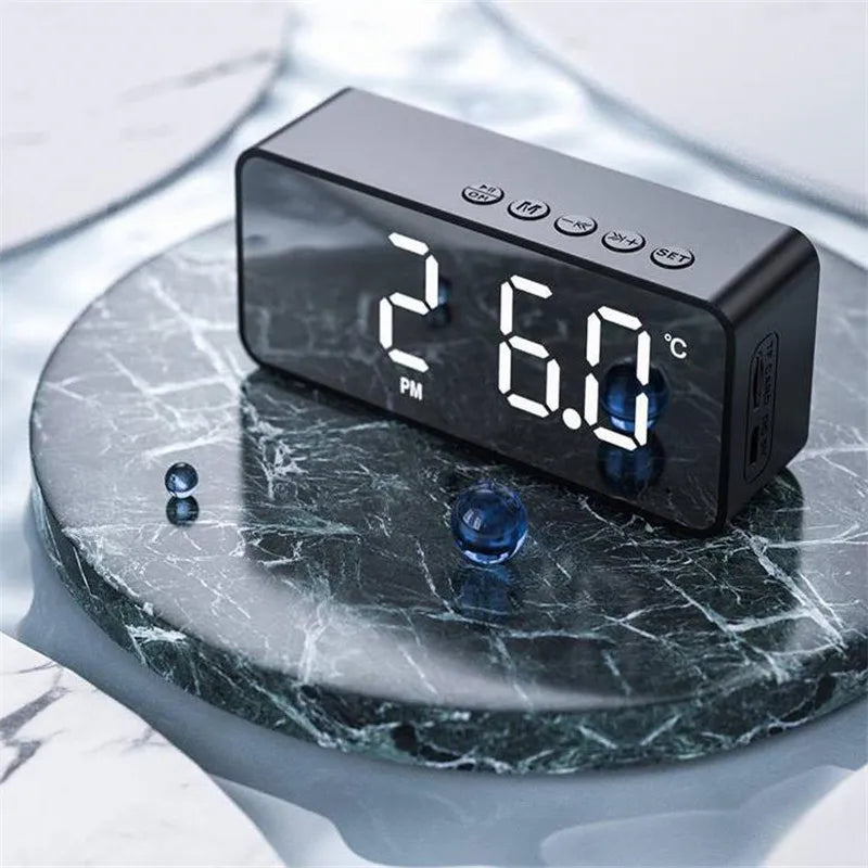 Portable Bluetooth Speaker - Mini Wireless Alarm Clock With Stereo Sound - ZOOMNSTORE