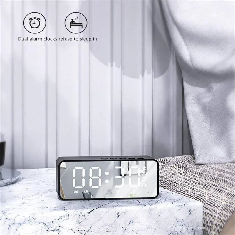 Portable Bluetooth Speaker - Mini Wireless Alarm Clock With Stereo Sound - ZOOMNSTORE