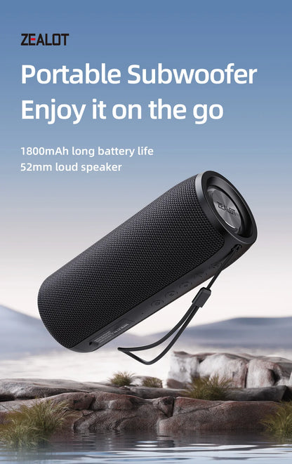 Portable Bluetooth Speaker – ZEALOT S51 Wireless Bass, Outdoor Waterproof, 10W - ZOOMNSTORE