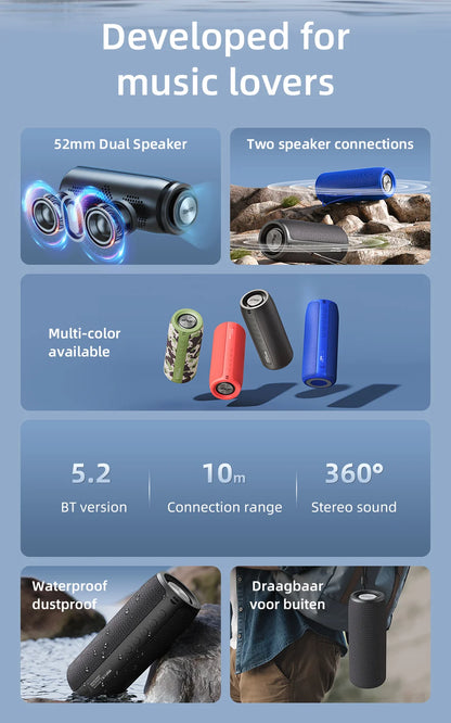 Portable Bluetooth Speaker – ZEALOT S51 Wireless Bass, Outdoor Waterproof, 10W - ZOOMNSTORE