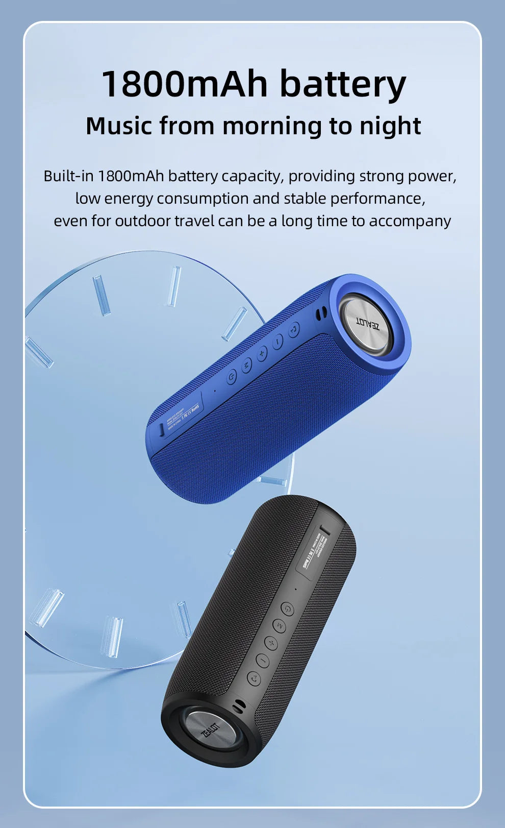 Portable Bluetooth Speaker – ZEALOT S51 Wireless Bass, Outdoor Waterproof, 10W - ZOOMNSTORE