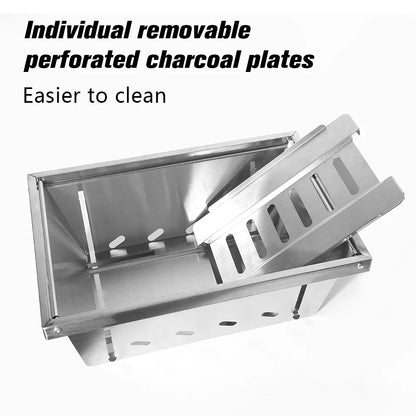 Portable Camping Grill Stainless Steel Outdoor Barbecue Grill - Folding Firewood Stove - ZOOMNSTORE