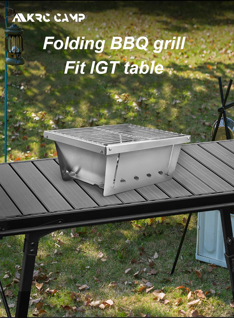 Portable Camping Grill Stainless Steel Outdoor Barbecue Grill - Folding Firewood Stove - ZOOMNSTORE