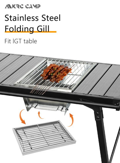 Portable Camping Grill Stainless Steel Outdoor Barbecue Grill - Folding Firewood Stove - ZOOMNSTORE