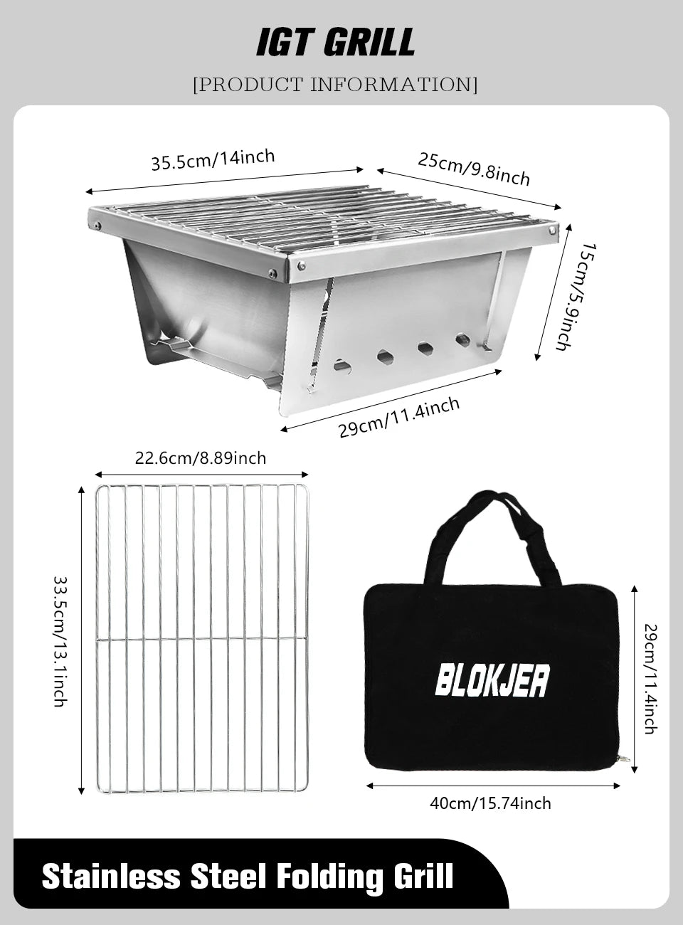 Portable Camping Grill Stainless Steel Outdoor Barbecue Grill - Folding Firewood Stove - ZOOMNSTORE