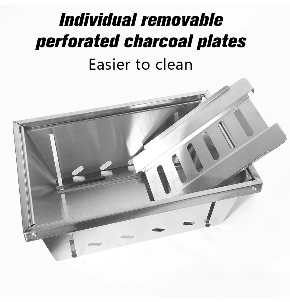 Portable Camping Grill Stainless Steel Outdoor Barbecue Grill - Folding Firewood Stove - ZOOMNSTORE