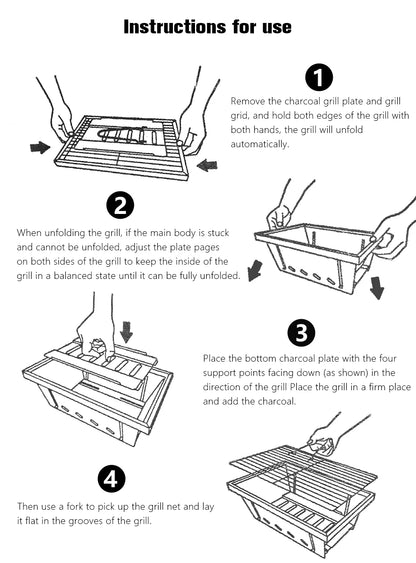 Portable Camping Grill Stainless Steel Outdoor Barbecue Grill - Folding Firewood Stove - ZOOMNSTORE