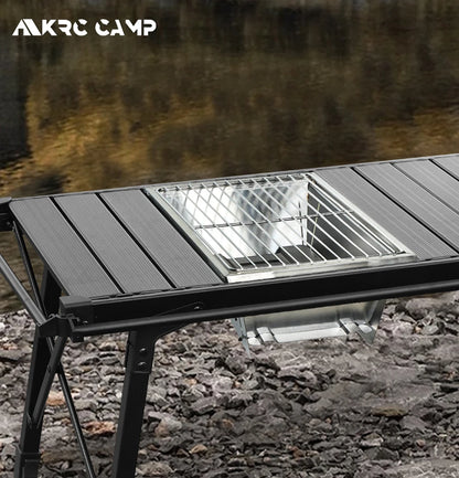 Portable Camping Grill Stainless Steel Outdoor Barbecue Grill - Folding Firewood Stove - ZOOMNSTORE