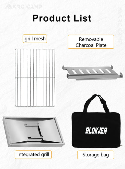 Portable Camping Grill Stainless Steel Outdoor Barbecue Grill - Folding Firewood Stove - ZOOMNSTORE