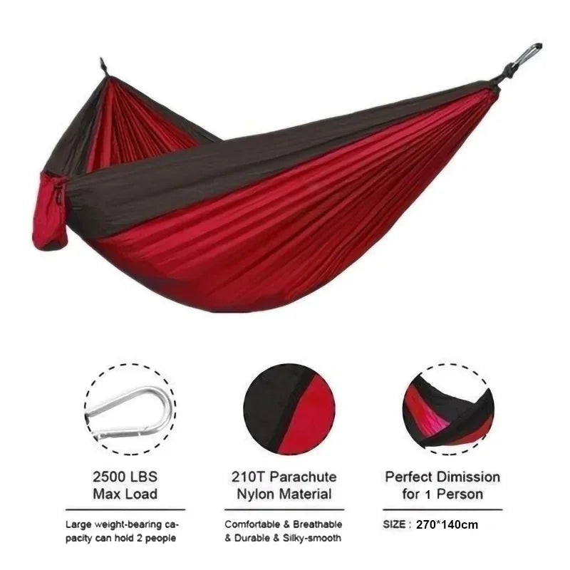 Portable Camping Hammock - High Strength Nylon Hanging Bed for Outdoor Use - ZOOMNSTORE