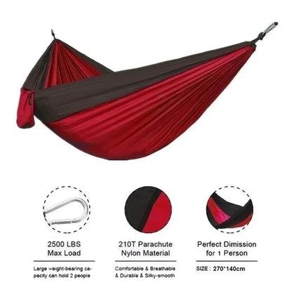 Portable Camping Hammock - High Strength Nylon Hanging Bed for Outdoor Use - ZOOMNSTORE