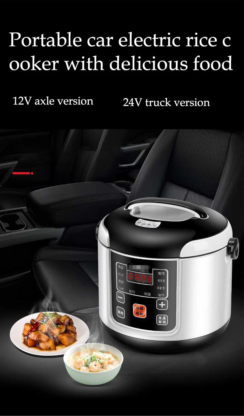 Portable Car Rice Cooker - 2L Electric Multi-Cooker  Food Steamer for 12V24V Vehicles - ZOOMNSTORE
