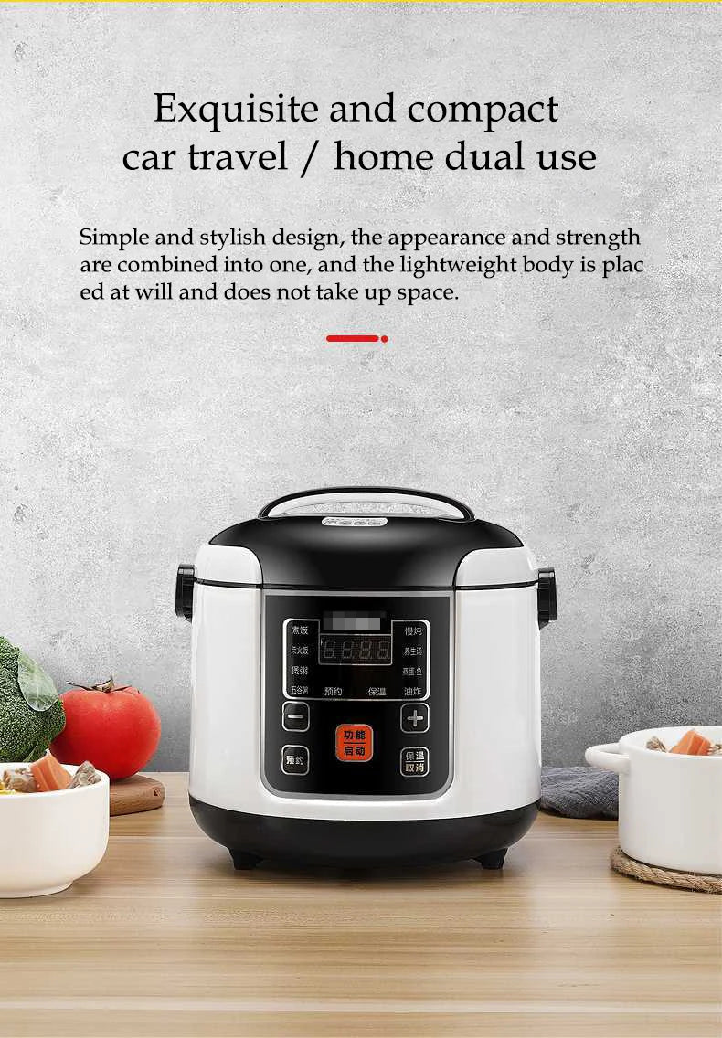 Portable Car Rice Cooker - 2L Electric Multi-Cooker  Food Steamer for 12V24V Vehicles - ZOOMNSTORE