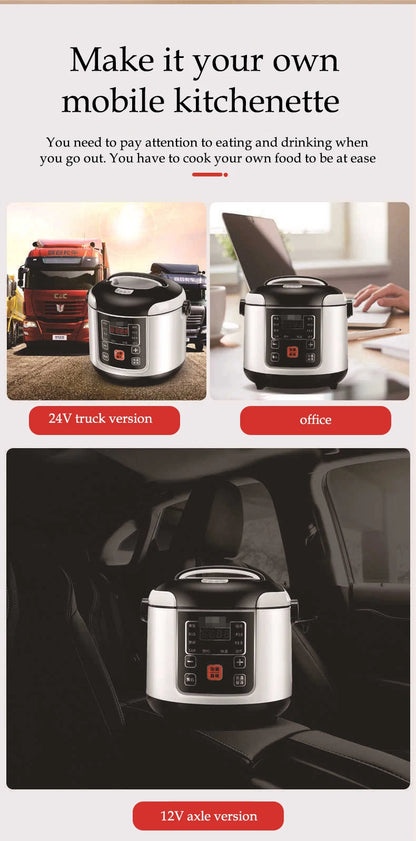Portable Car Rice Cooker - 2L Electric Multi-Cooker  Food Steamer for 12V24V Vehicles - ZOOMNSTORE