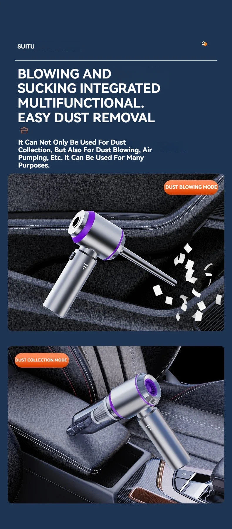 Portable Car Vacuum – Handheld Wireless Cleaner with Brushless Motor & Powerful Suction - ZOOMNSTORE