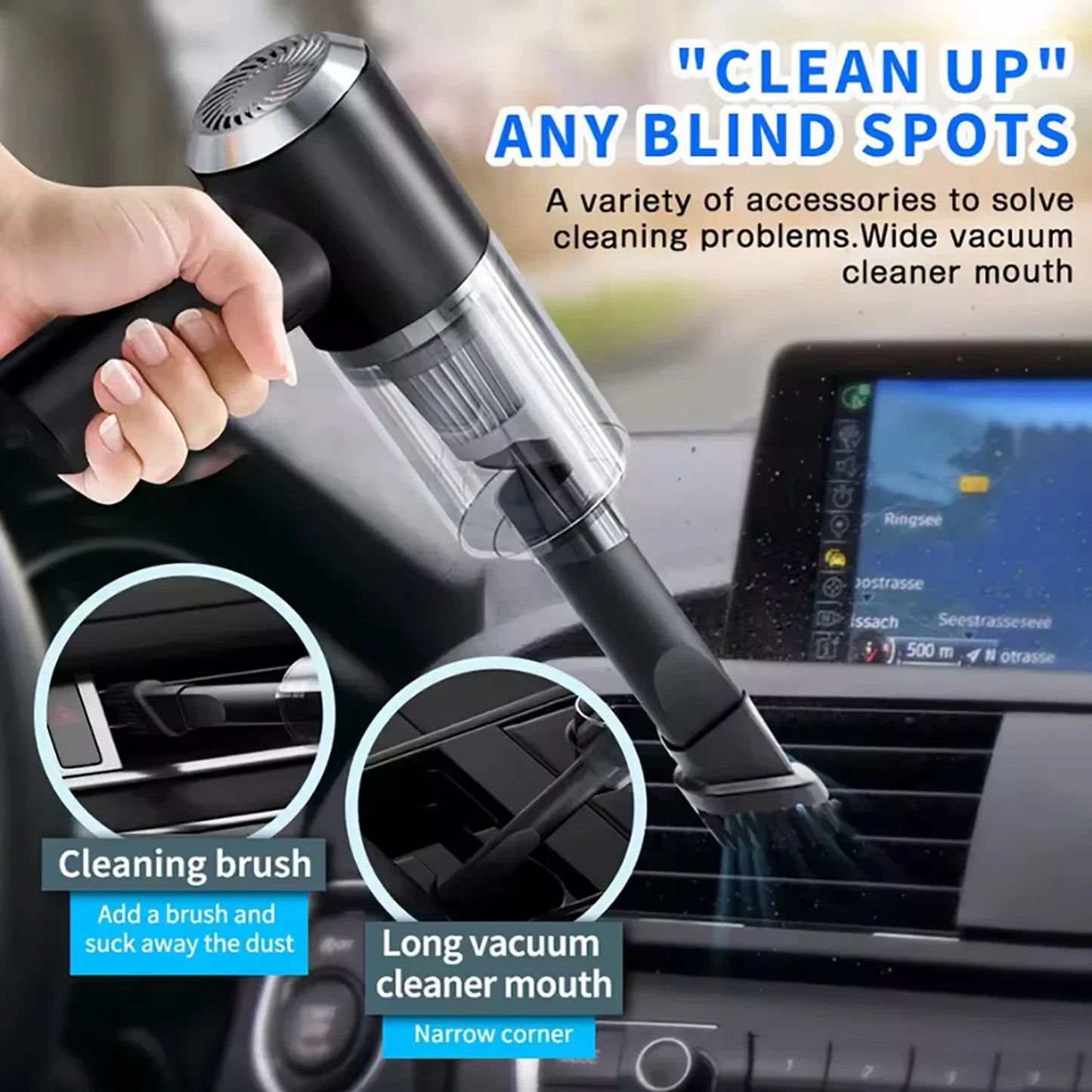 Car Vacuum Cleaner Portable Small Vacuum Cleaner For Multi Purpose Vehicles Small Household Pump Handheld Car Vacuum Cleaner - ZOOMNSTORE
