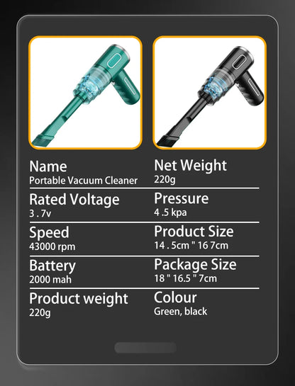 Portable Car Vacuum | Wireless Vacuum Cleaner With Powerful Suction & HEPA Filter - ZOOMNSTORE