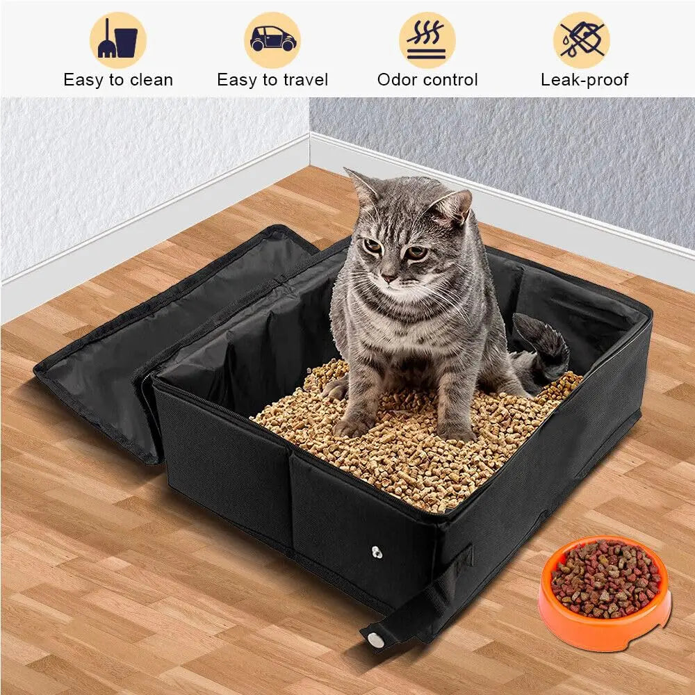 Portable Folding Pet Litter Box - Waterproof Travel Dog  Cat Toilet Tray - ZOOMNSTORE