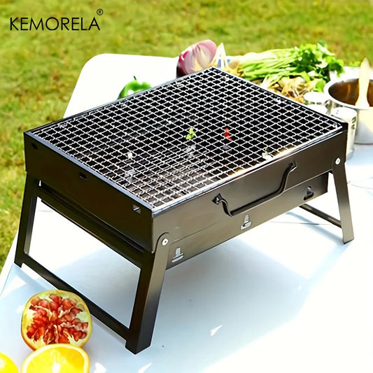 Portable Charcoal Grill – Stainless Steel Mini BBQ Tool Kit for Outdoor Cooking - ZOOMNSTORE