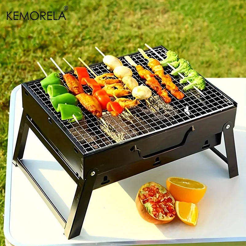 Portable Charcoal Grill – Stainless Steel Mini BBQ Tool Kit for Outdoor Cooking - ZOOMNSTORE