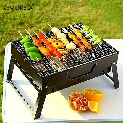Portable Charcoal Grill – Stainless Steel Mini BBQ Tool Kit for Outdoor Cooking - ZOOMNSTORE